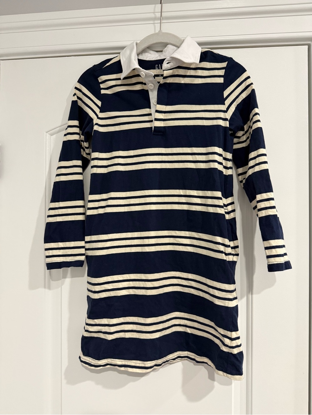 GAP Navy and Cream Striped Rugby Shirt Dress